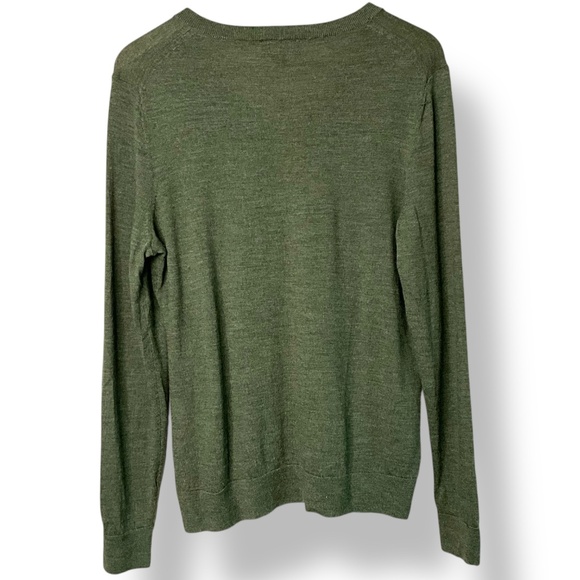 LORD & TAYLOR 100% Extra Fine Merino Wool Vee Neck Sweater Loden Green Sz XL - Picture 3 of 8